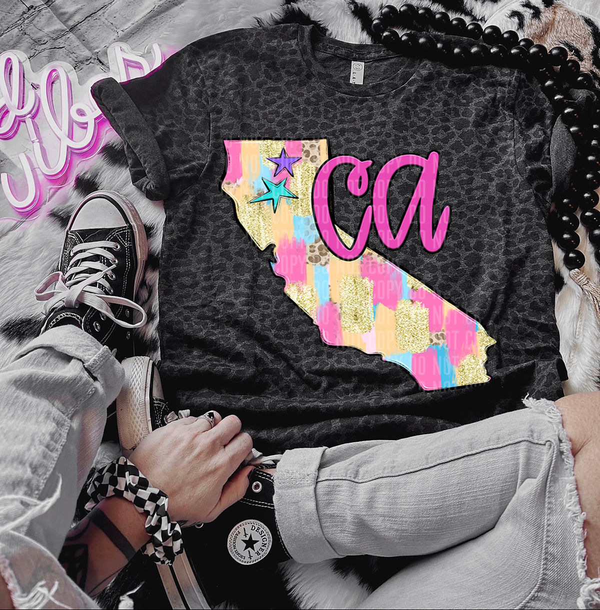 Pink and Gold Brushstroke States (CAPLINGER) DTF transfers