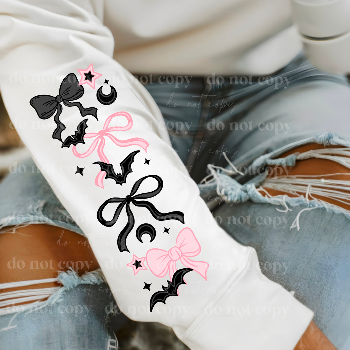 Spooky And Girly Bow Bat (sleeve) (CSC) DTF transfer