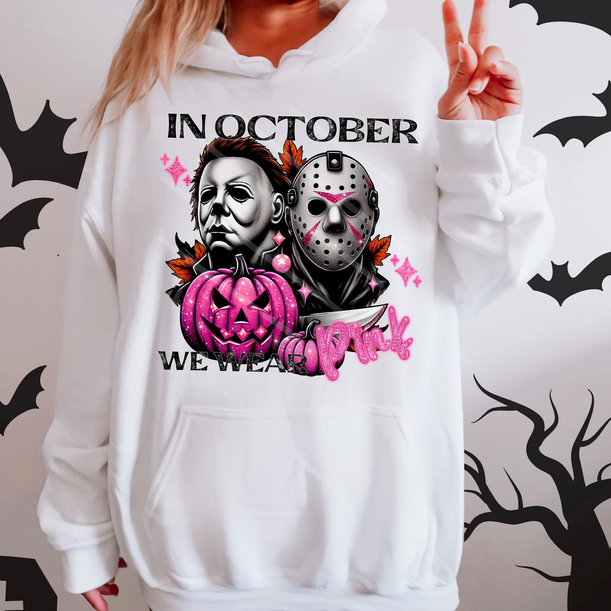 In October we wear Pink mike and mask (chaos) 110255 DTF transfer