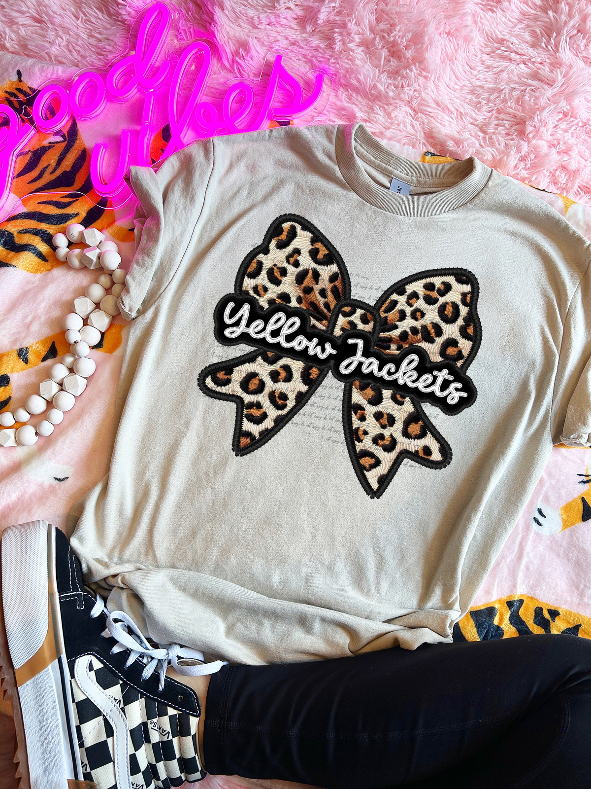 Yellow Jackets Faux Embroidery Bow 30503 DTF transfer