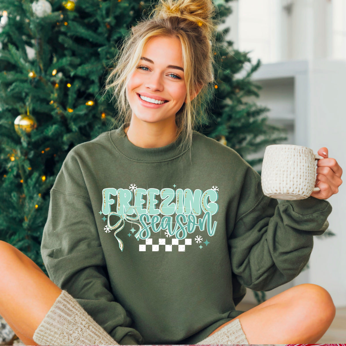 Freezing Season teal bow (CSC) DTF Transfer