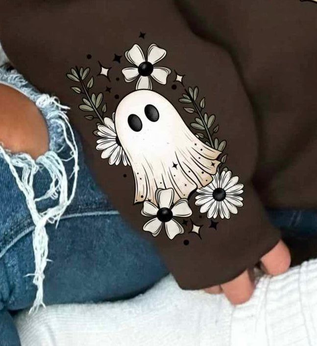 Ghost with flowers sleeve (CSC) 58541 DTF transfer
