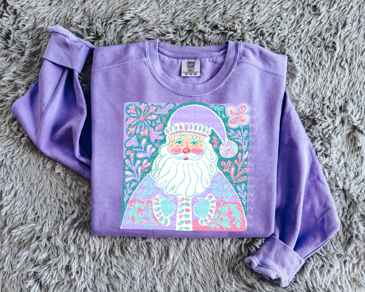 Pastel Santa and flowers (SCG) DTF transfer