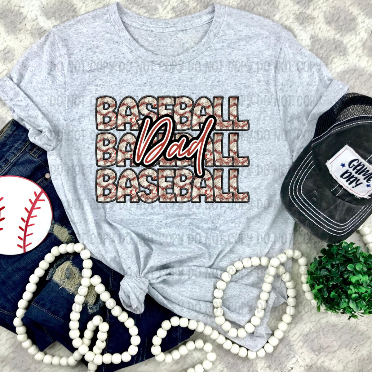 Baseball dad stacked red font (REVEL) 91206 DTF transfer