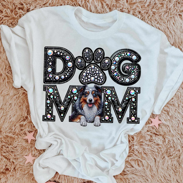 Australian Shepherd Dog mom rhinestone 49103 DTF transfer