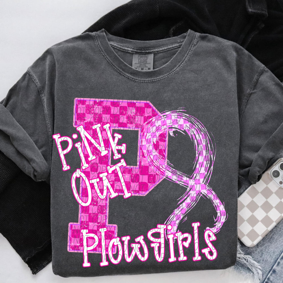 Plowgirls Pink Out Varsity (city) DTF Transfer