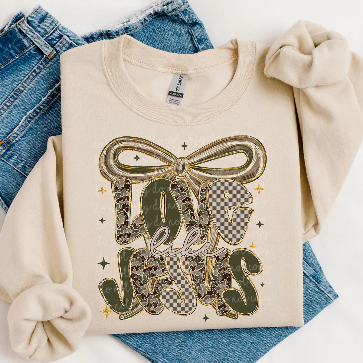 Love like Jesus camo and bow sunday special 116754 DTF transfer
