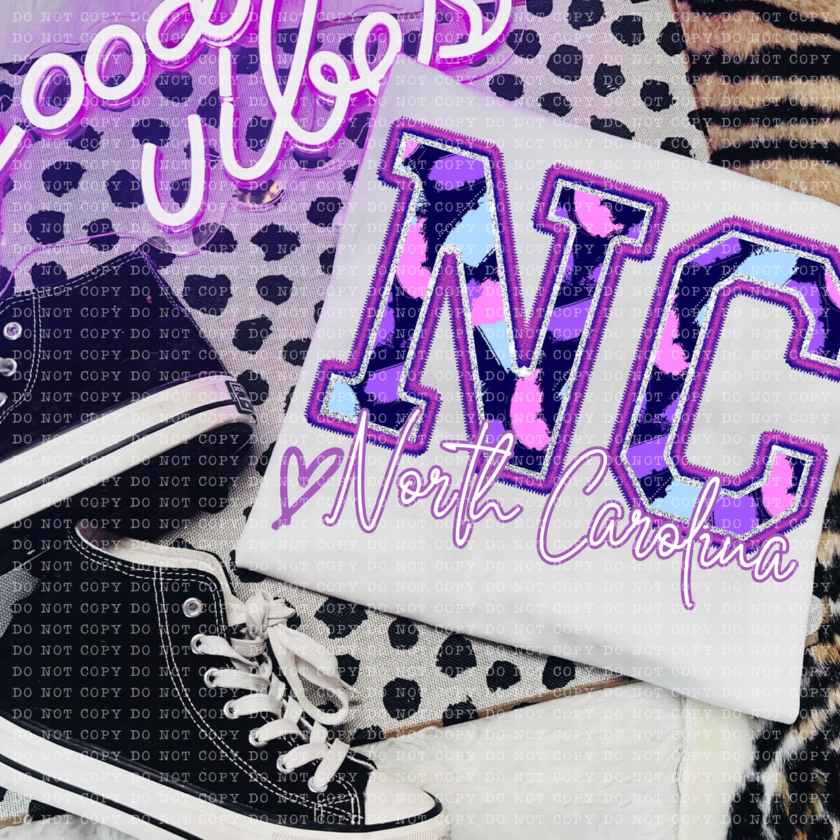 NC North Carolina purple brushstrokes (ECHT) 94036 DTF transfer