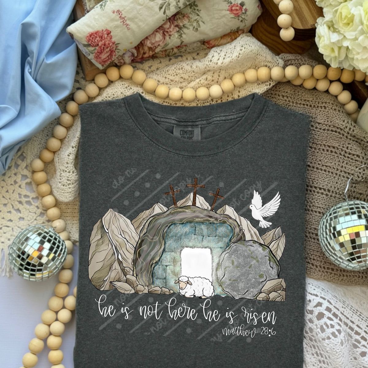 He is risen white words DTF Transfer