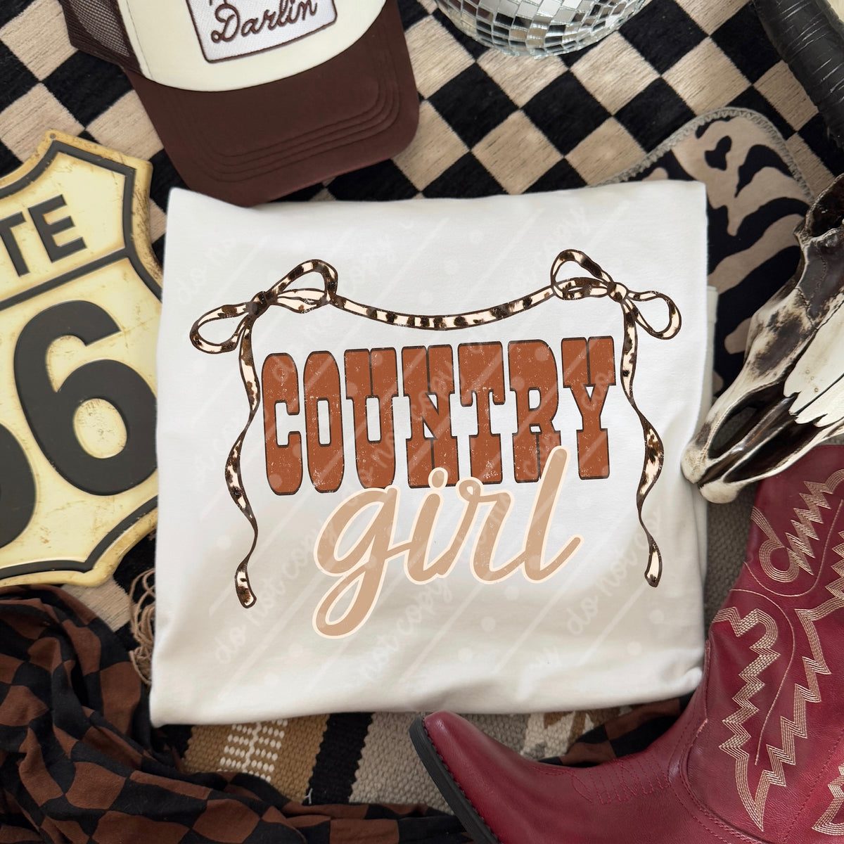 Country girl bow (scarlow) DTF Transfer