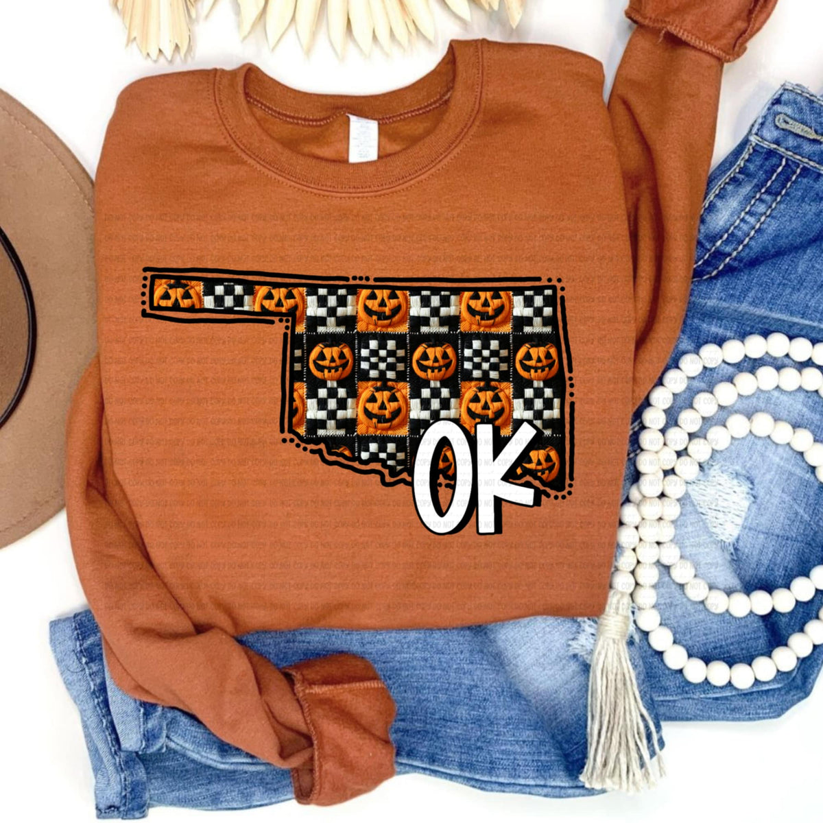 Oklahoma pumpkin checker REVEL DTF transfer