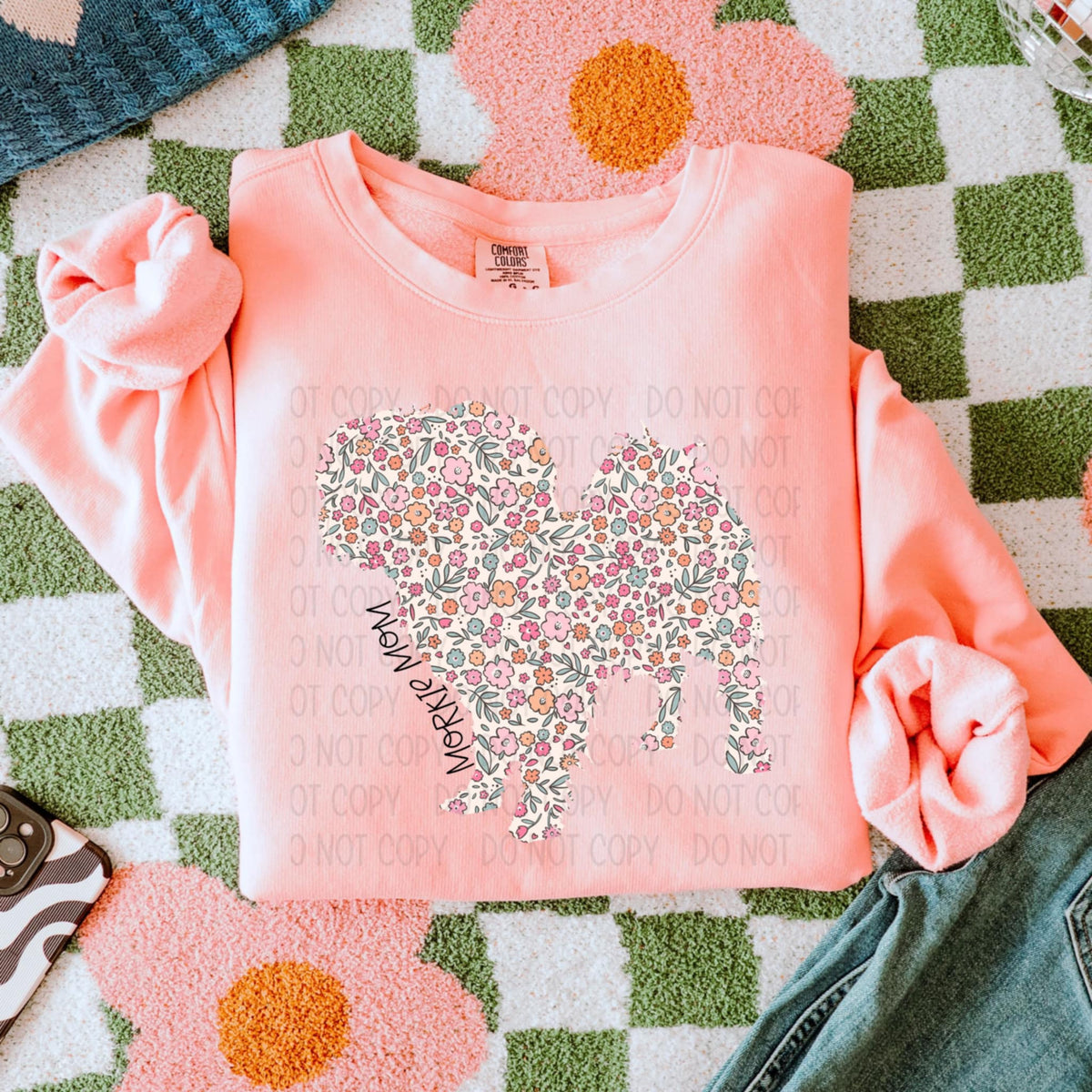 Morkie mom floral puppy (SWD) 87044 DTF transfer