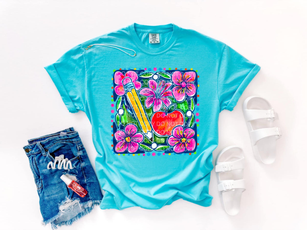 Pencil & Flowers (scg) DTF Transfer