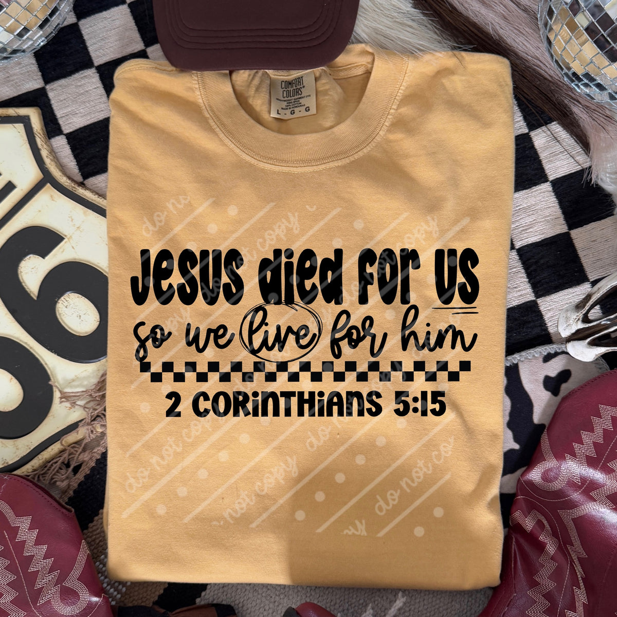 Jesus died for us BLACK (scarlow) DTF transfer
