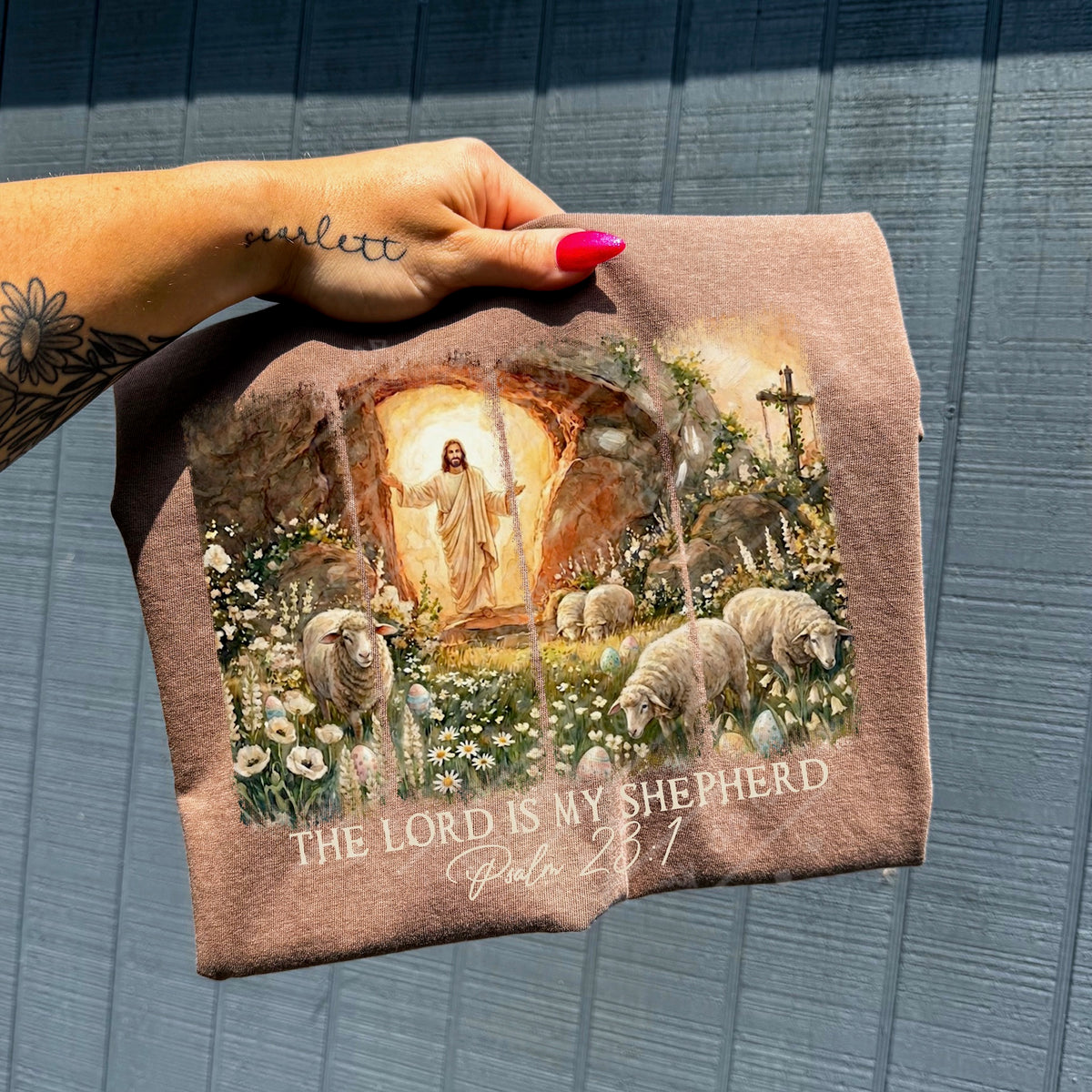 The lord is the shepherd brushstrokes white words DTF Transfer