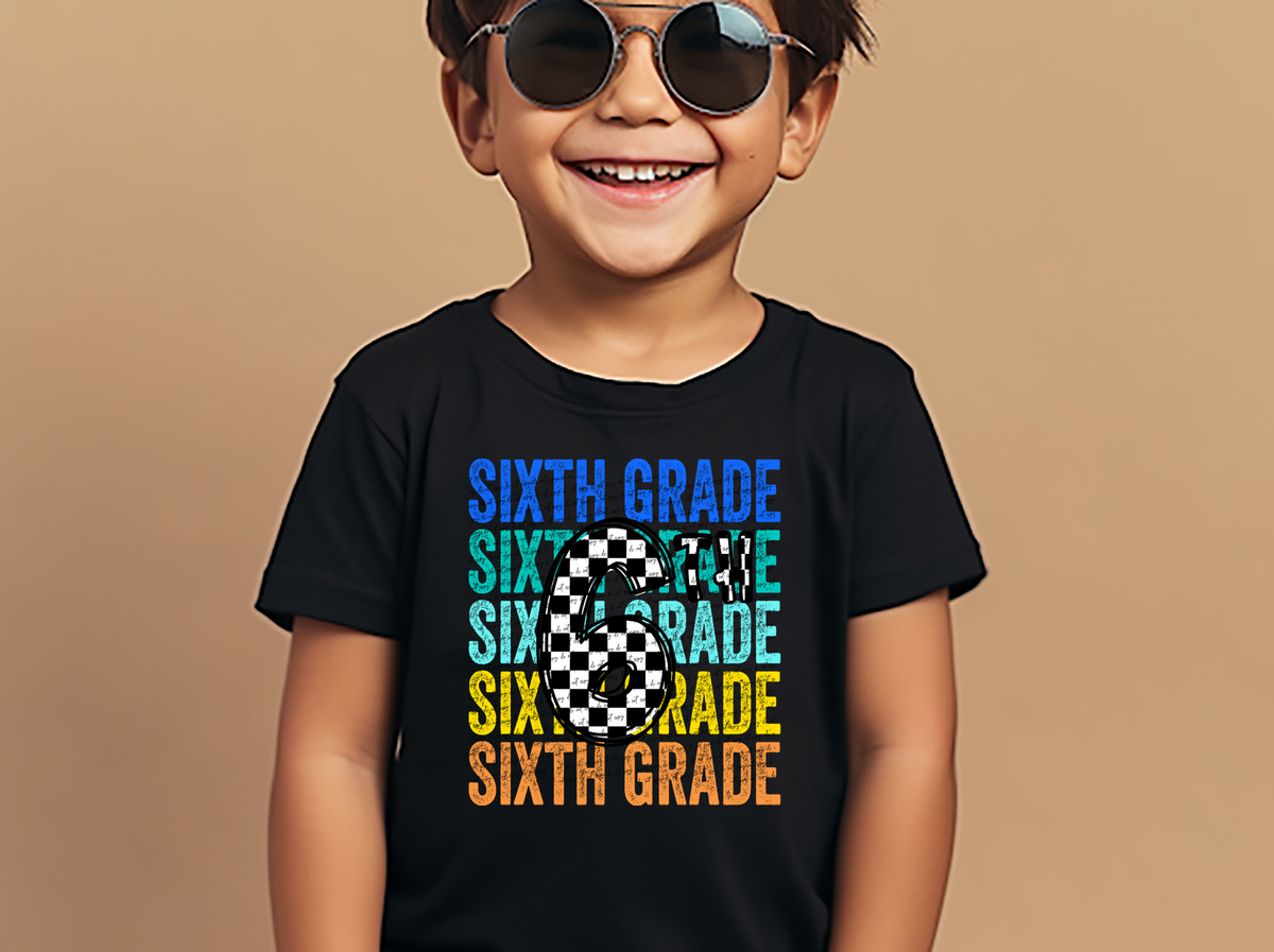 6th grade repeat print checkered 49813 DTF transfer