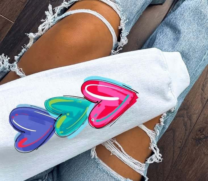 Colorful heart sleeve (S&G) 79674 DTF transfer