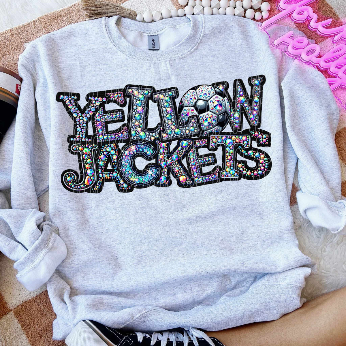 Yellowjackets rhinestone soccer (CITY) 77159 DTF transfer