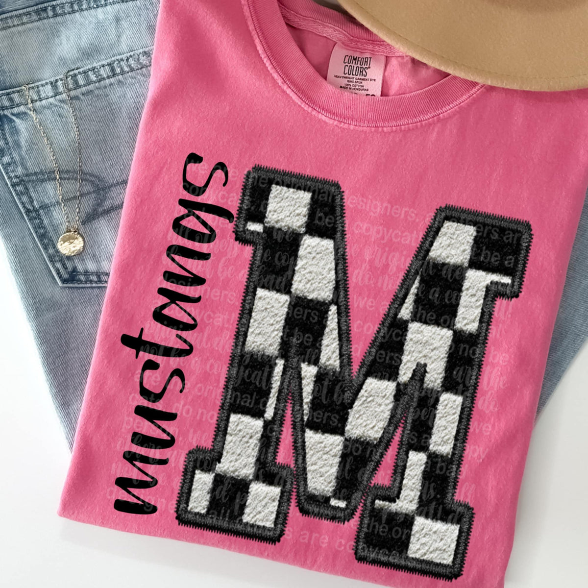 Mustangs Checkered Mascots (TTD) 109007 DTF transfer