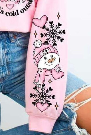 Baby it’s cold outside pink snowman sleeve (CSC) 70448 DTF transfer