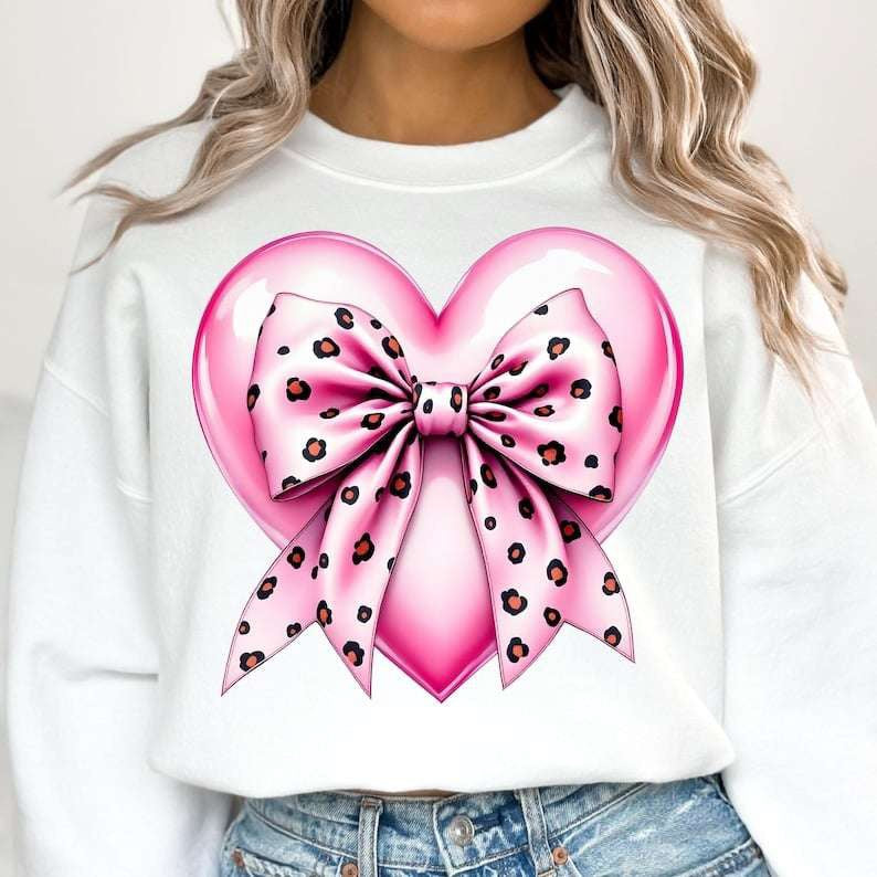 Pink heart with bow 70783 DTF transfer