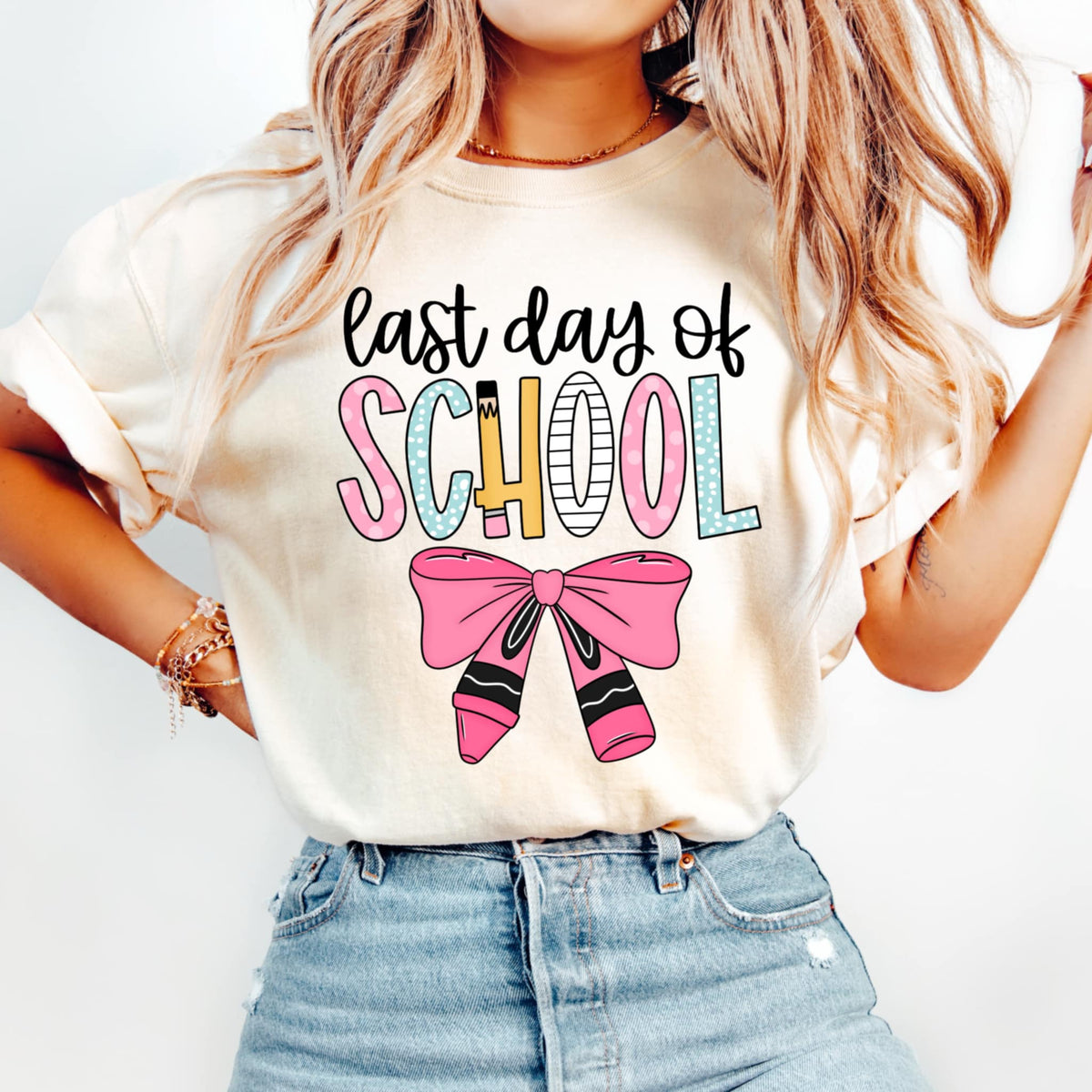 Last day of school pink bow (CMD) 92199 DTF transfer