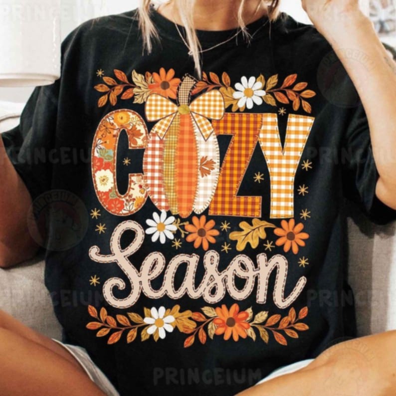 Cozy Season with floral borders DTF transfer