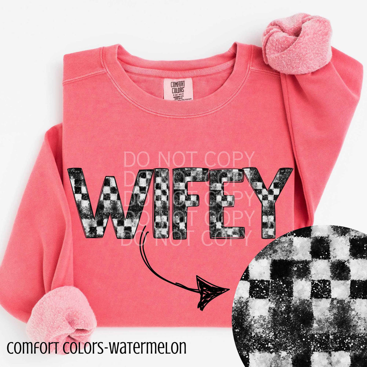 Wifey checkered and glitter (CSG) 84233 DTF transfer
