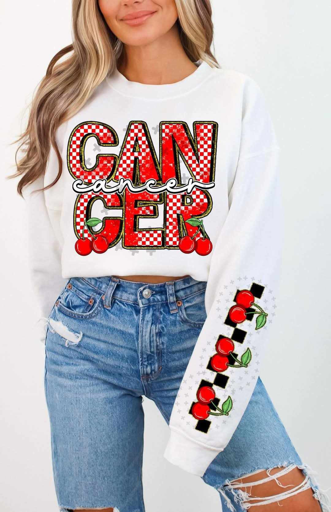 Cancer red font cherries FRONT (C’s) 82749 DTF transfer
