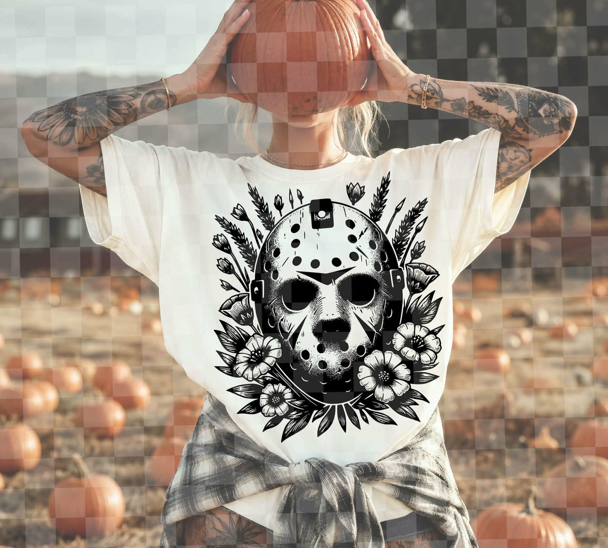Jason floral BLACK (Unhinged) DTF transfer