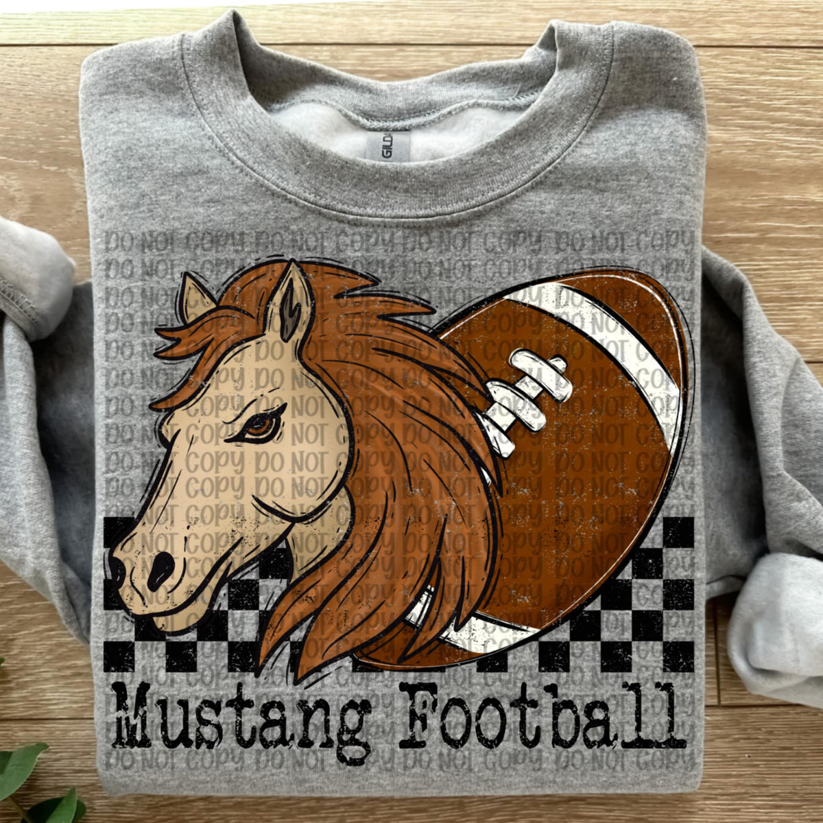 Mustang Football Checker VP DTF transfer