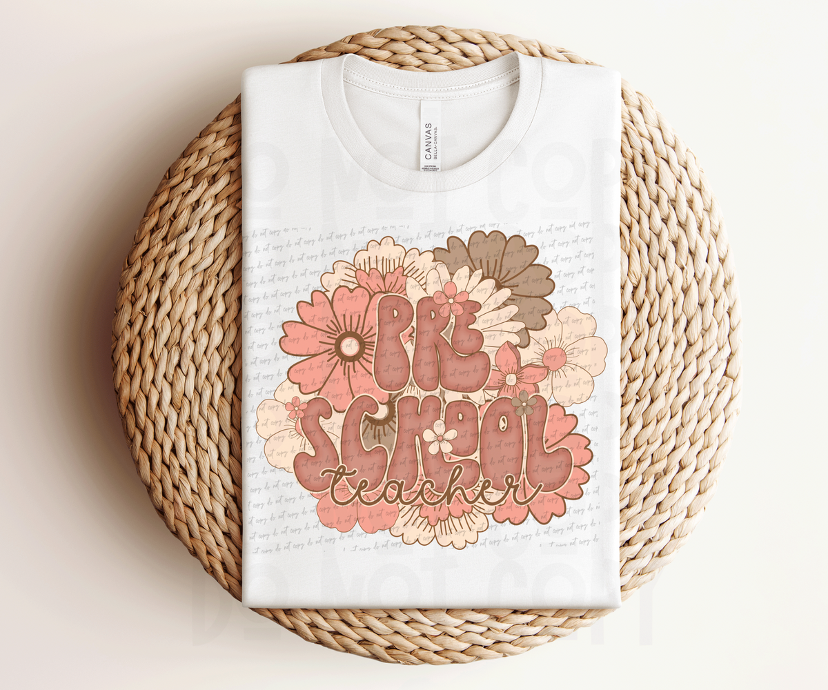 PreSchool Teacher (pastel florals) 30888 DTF transfer