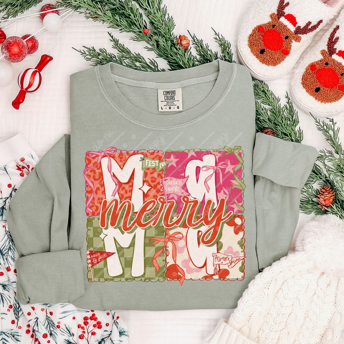 Merry mama blocks (scarlow) DTF transfer