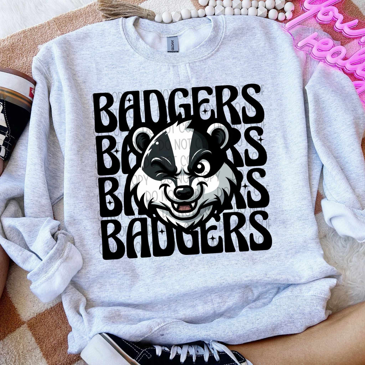 Badgers stacked Winking Mascot SWD 49033 DTF transfer