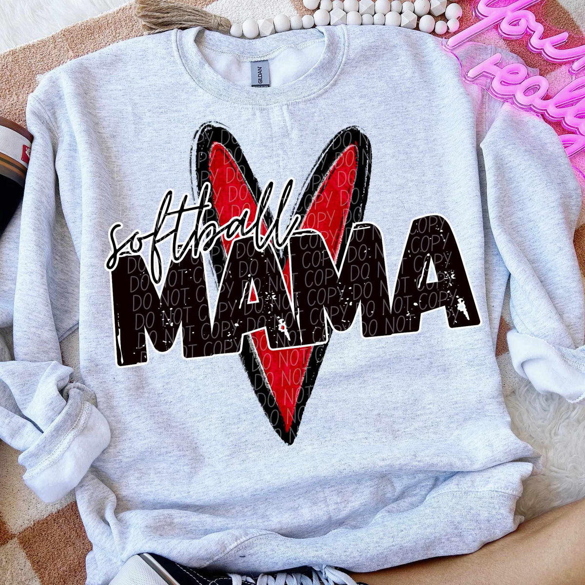 Softball mama red heart (CITY) 84981 DTF transfer