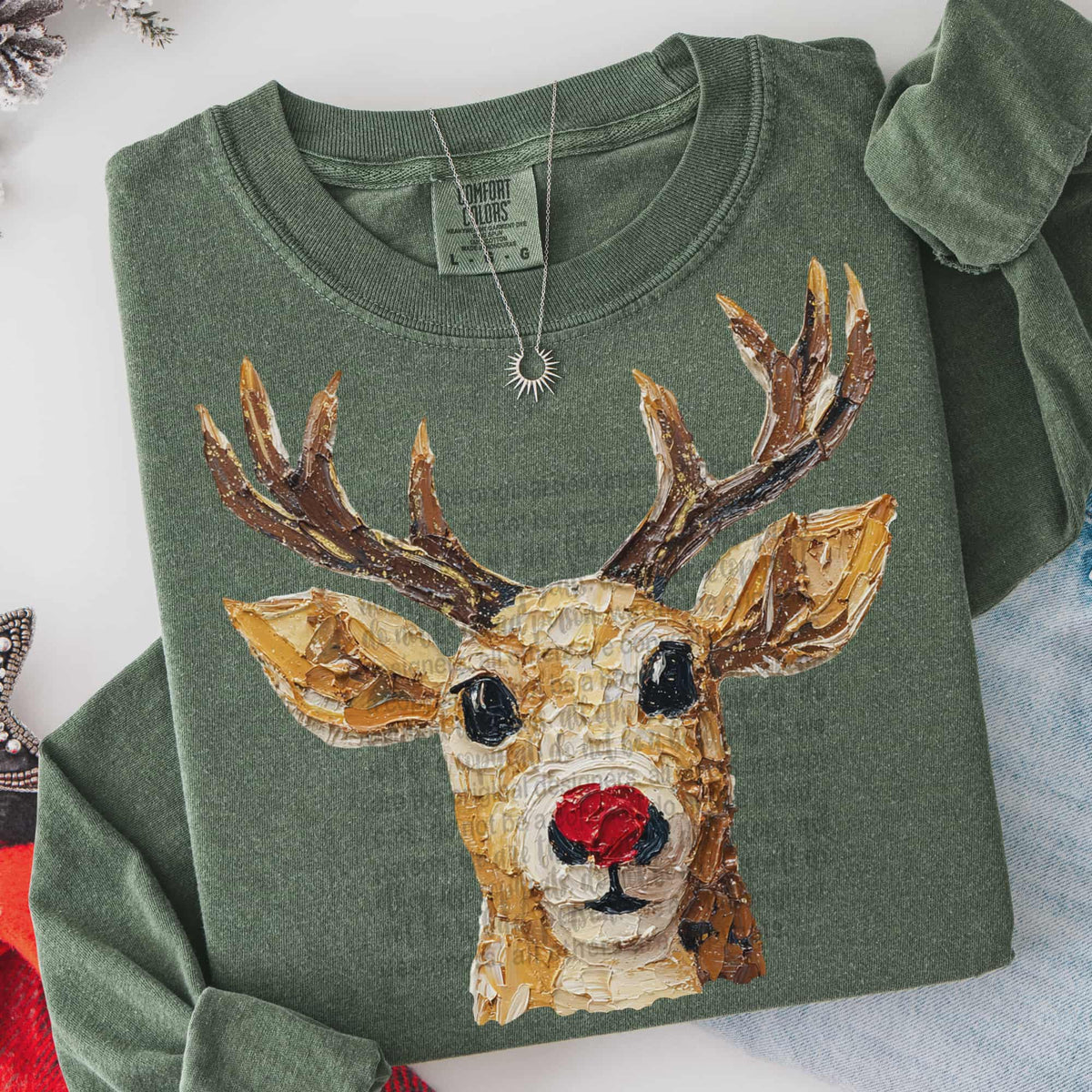 Faux Painted Reindeer Head (TTD) DTF Transfer
