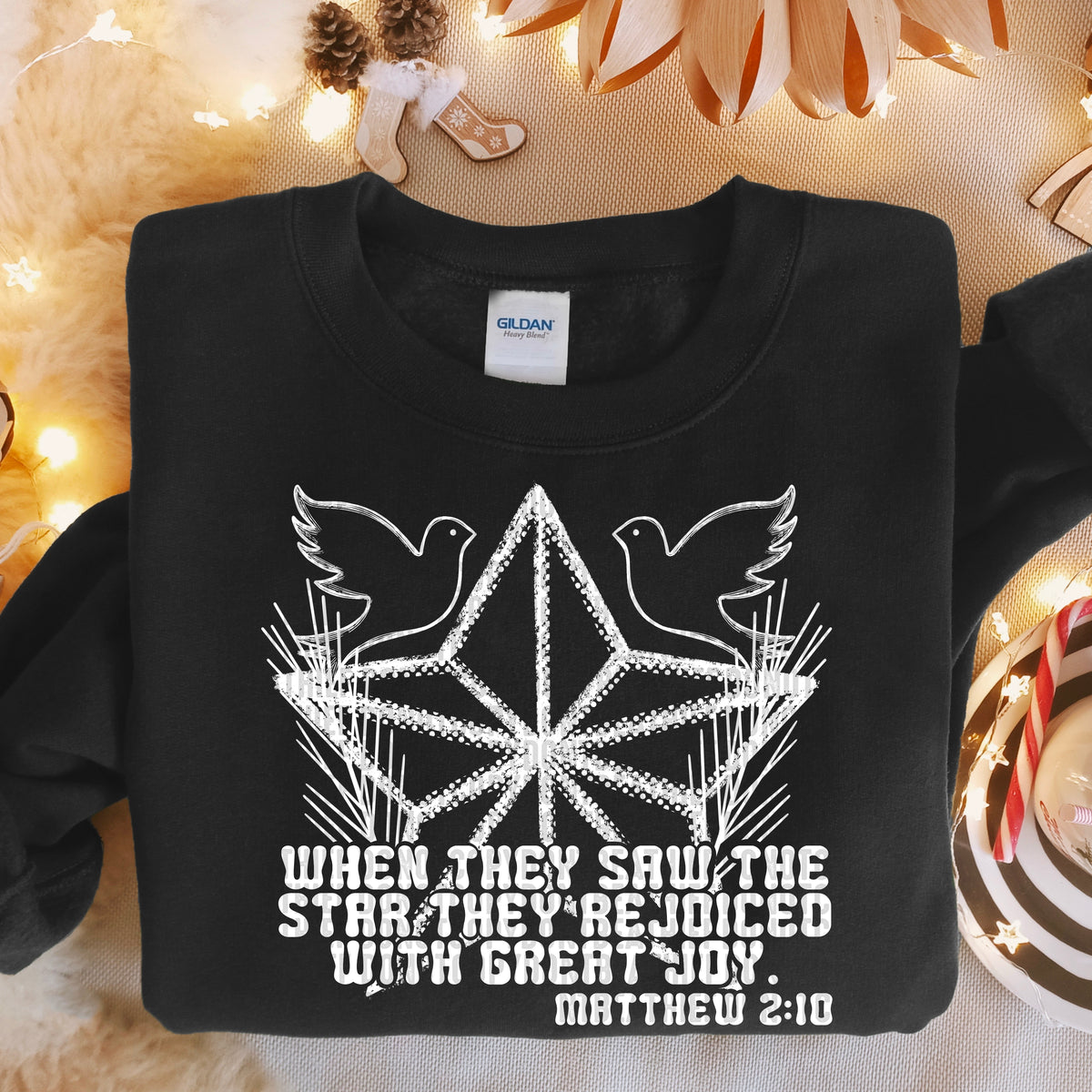 When they saw the star they rejoiced with joy WHITE 103402 DTF transfer