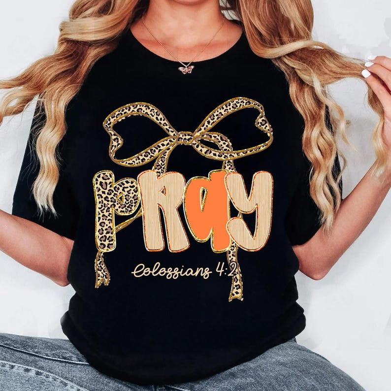 Pray Cheetah and orange bow DTF transfer