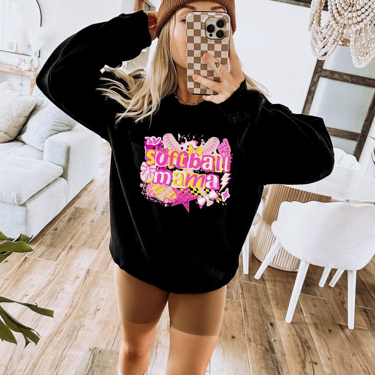 Softball mama pink and yellow  DTF Transfer