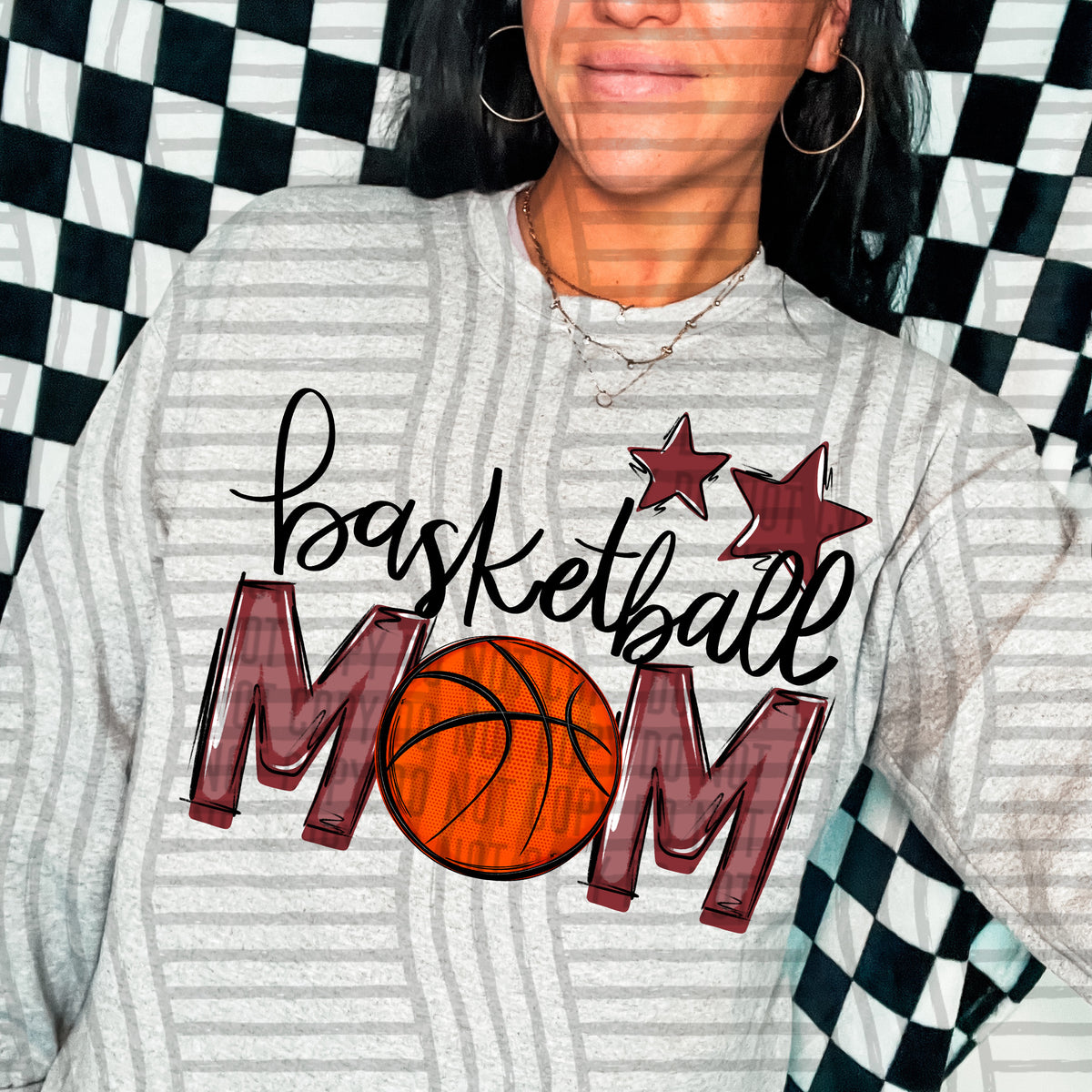 basketball mom gray crimson stars (Caplinger) DTF transfer