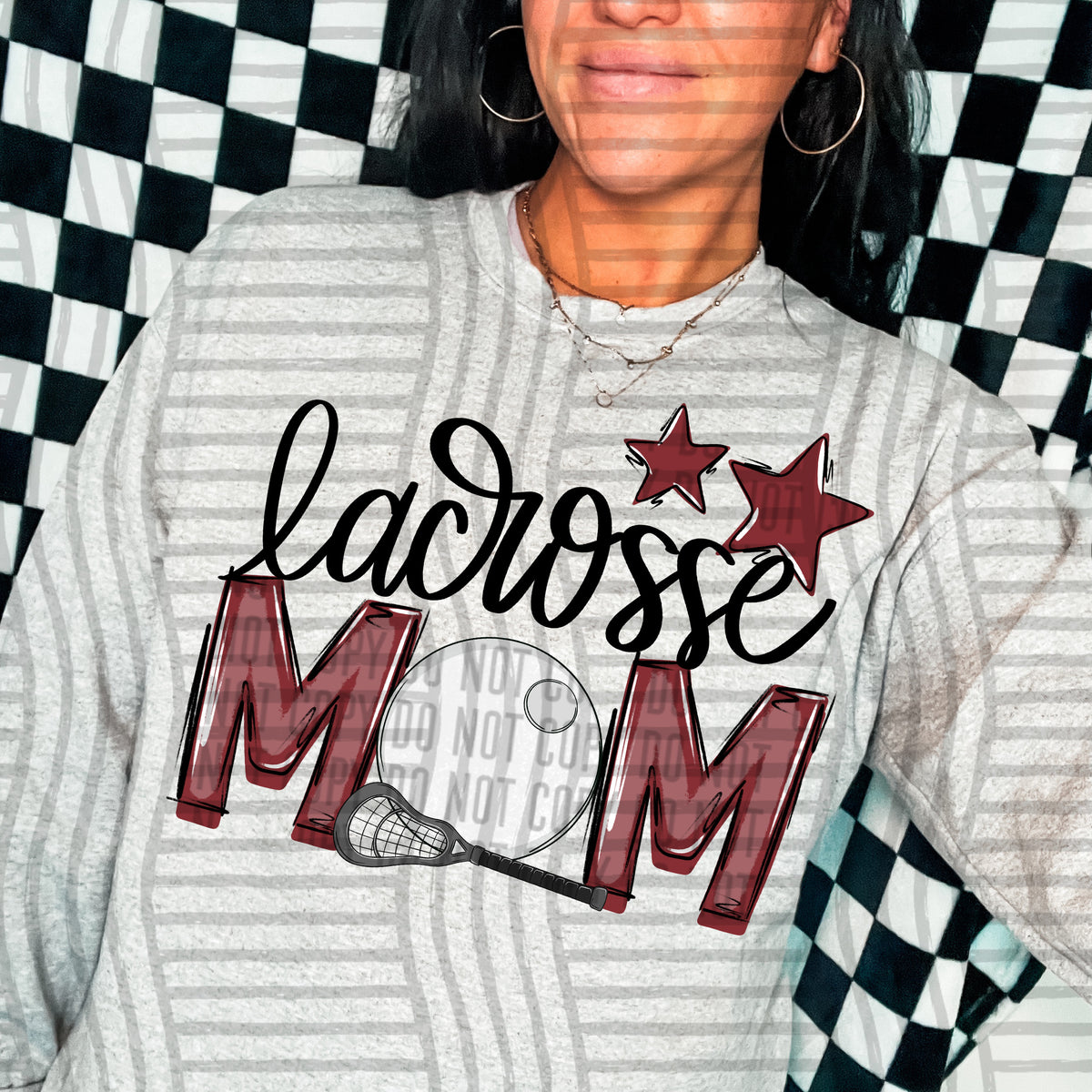 lacrosse mom crimson stars (Caplinger) DTF transfer
