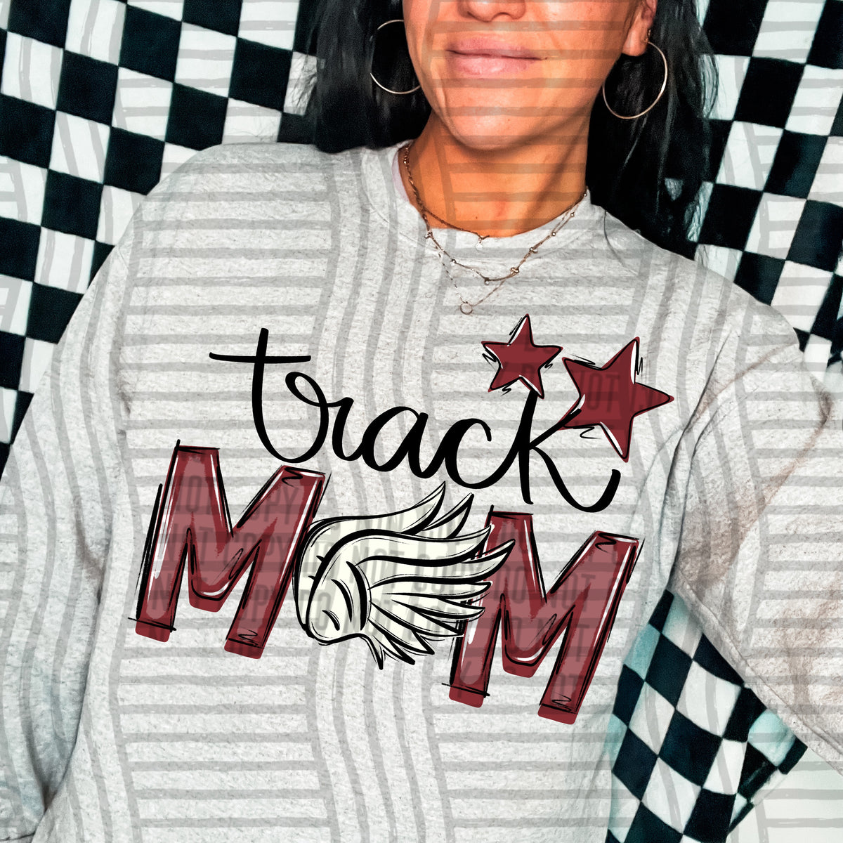 track mom grey maroon stars (caplinger) DTF transfer