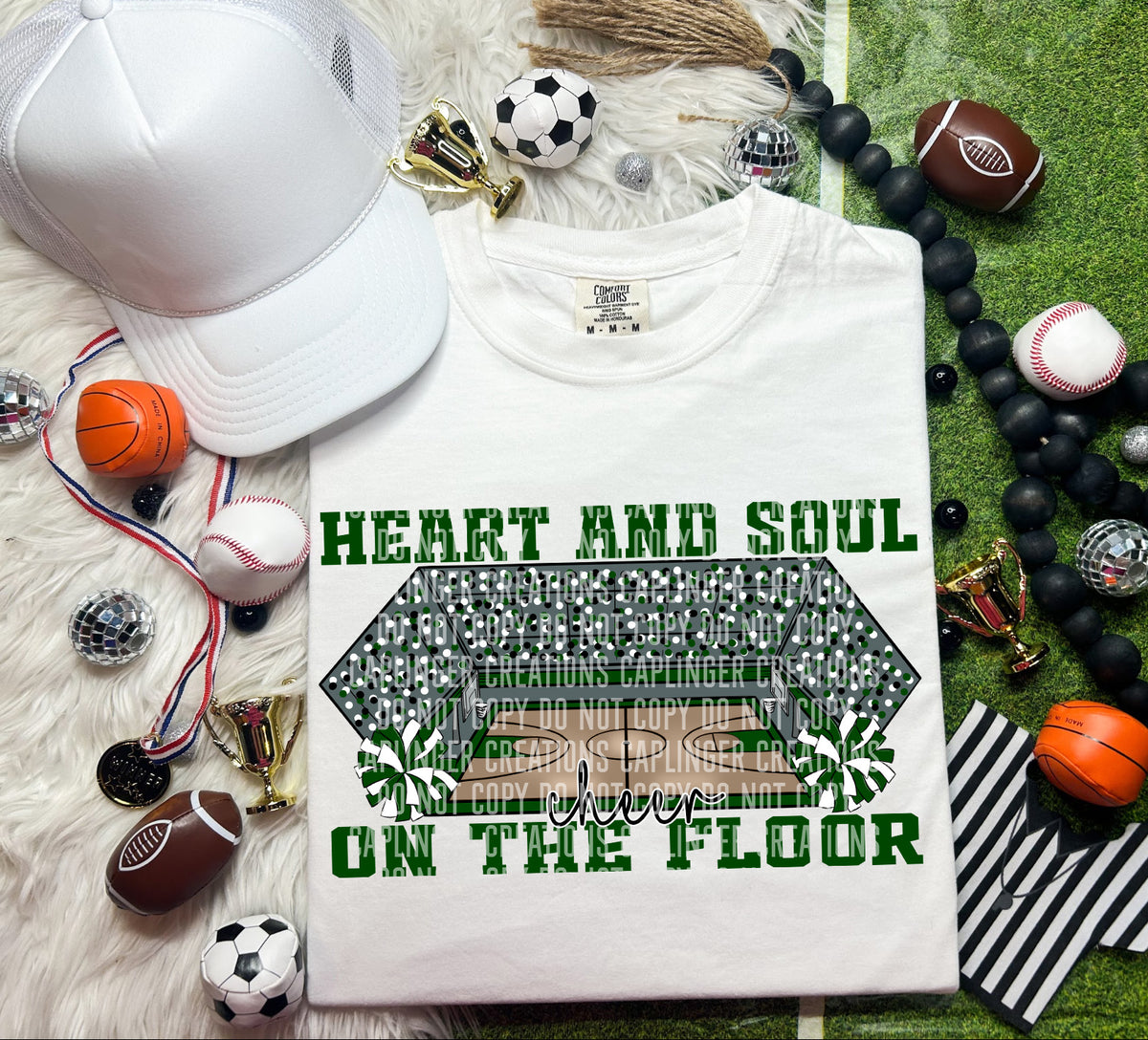Heart and Soul on the floor Cheer Dark Green (Caplinger) DTF transfer