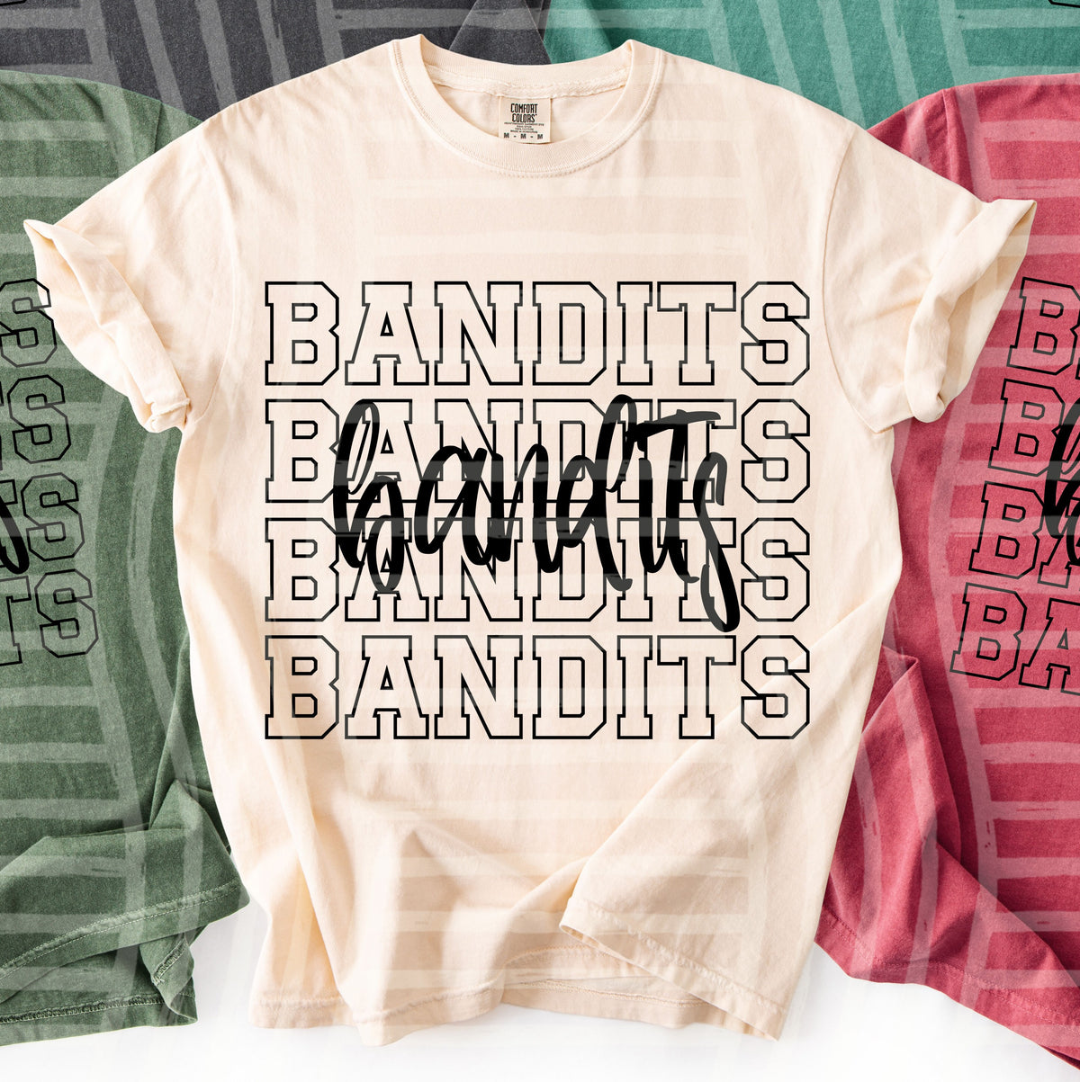 bandits simple stacked outlines (Caplinger) DTF Transfer
