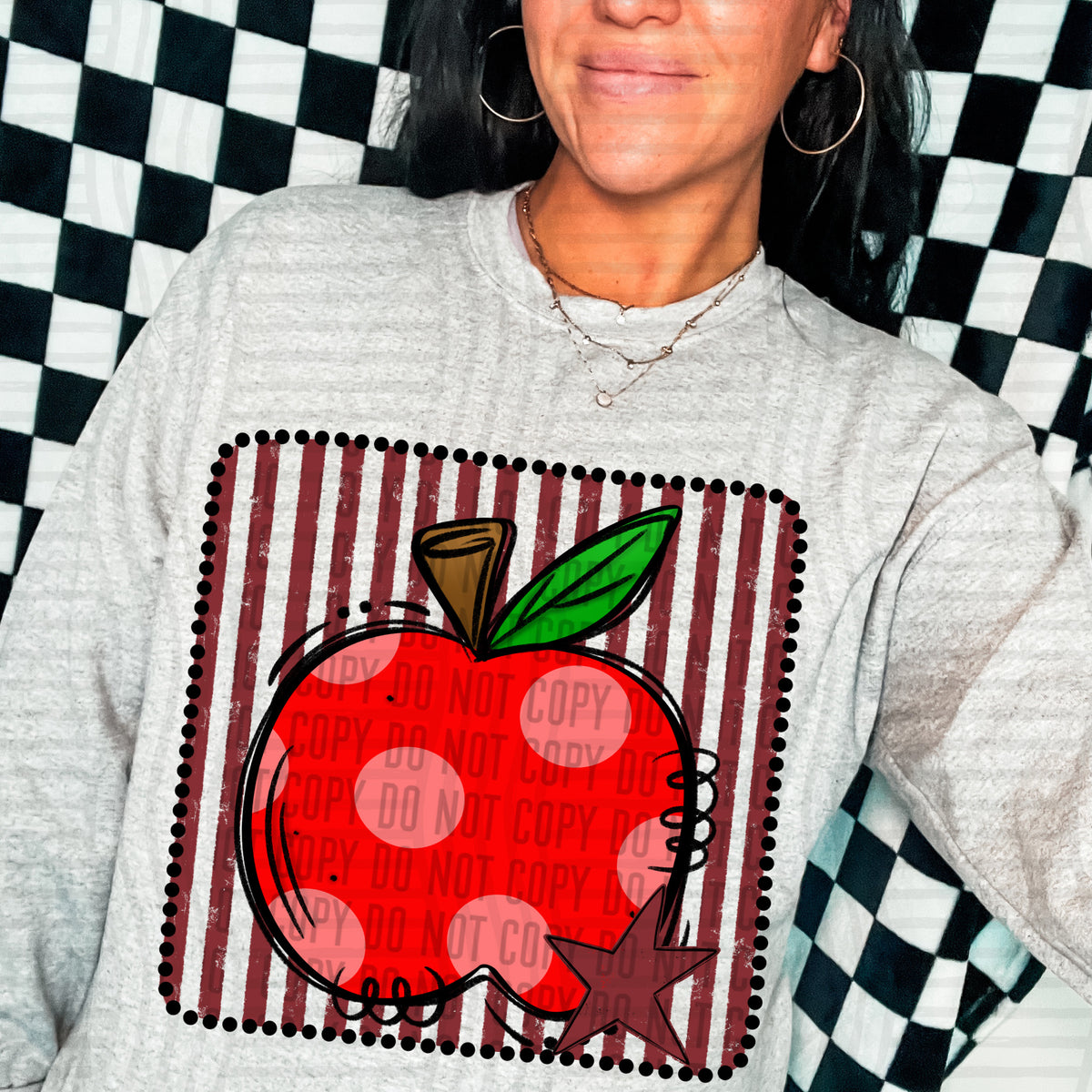 Apple crimson striped frame (Caplinger) DTF transfer