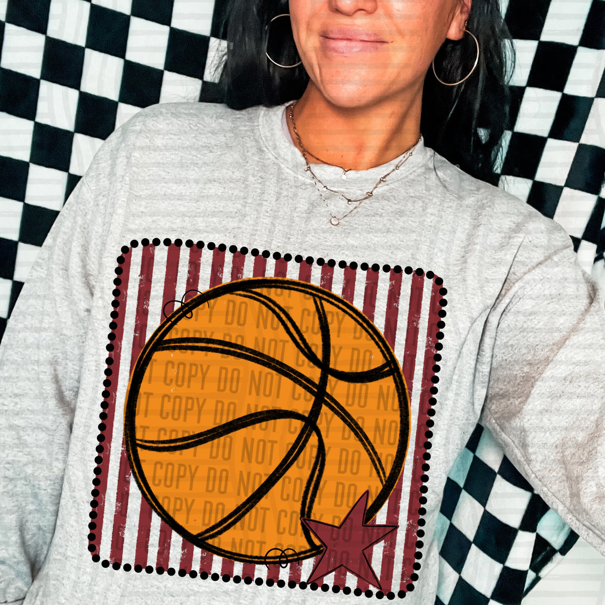 Basketball crimson striped frame (Caplinger) DTF transfer