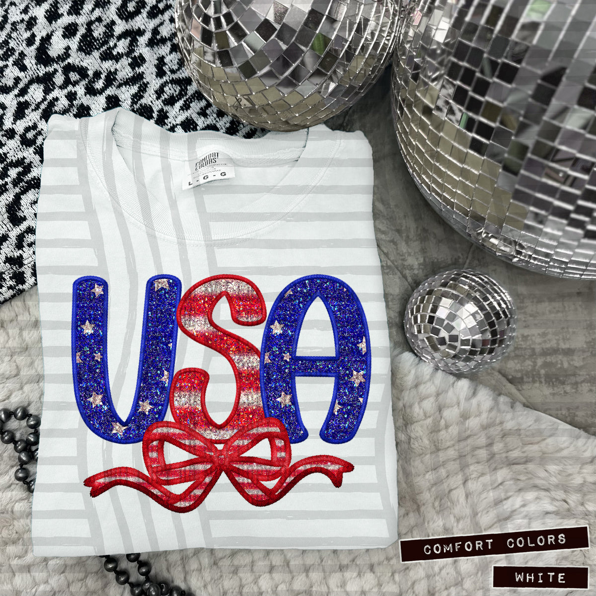 USA Sparkles red bow (Caplinger) 102777 DTF transfer