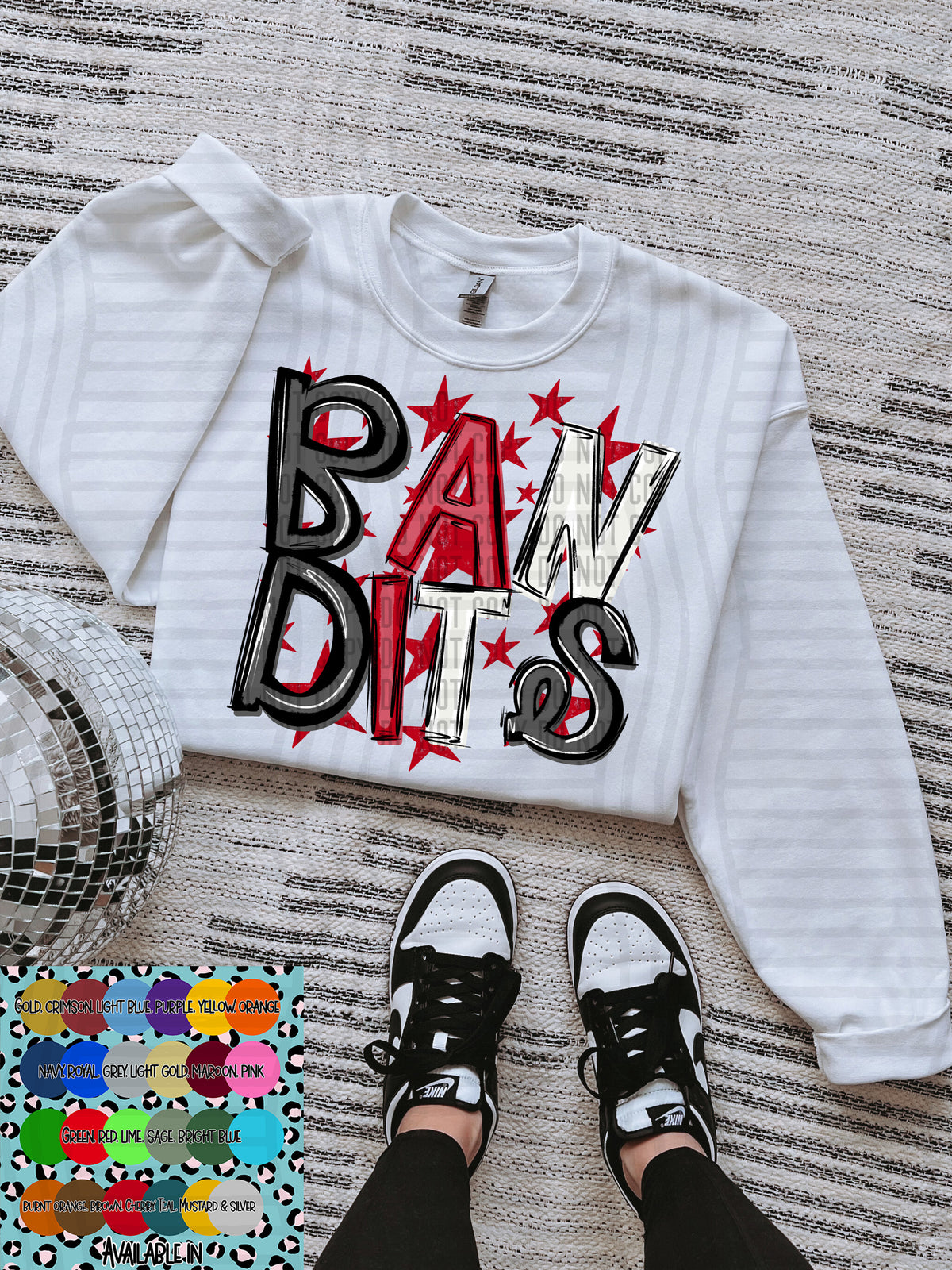 bandits black white and red with red stars (Caplinger) DTF Transfer