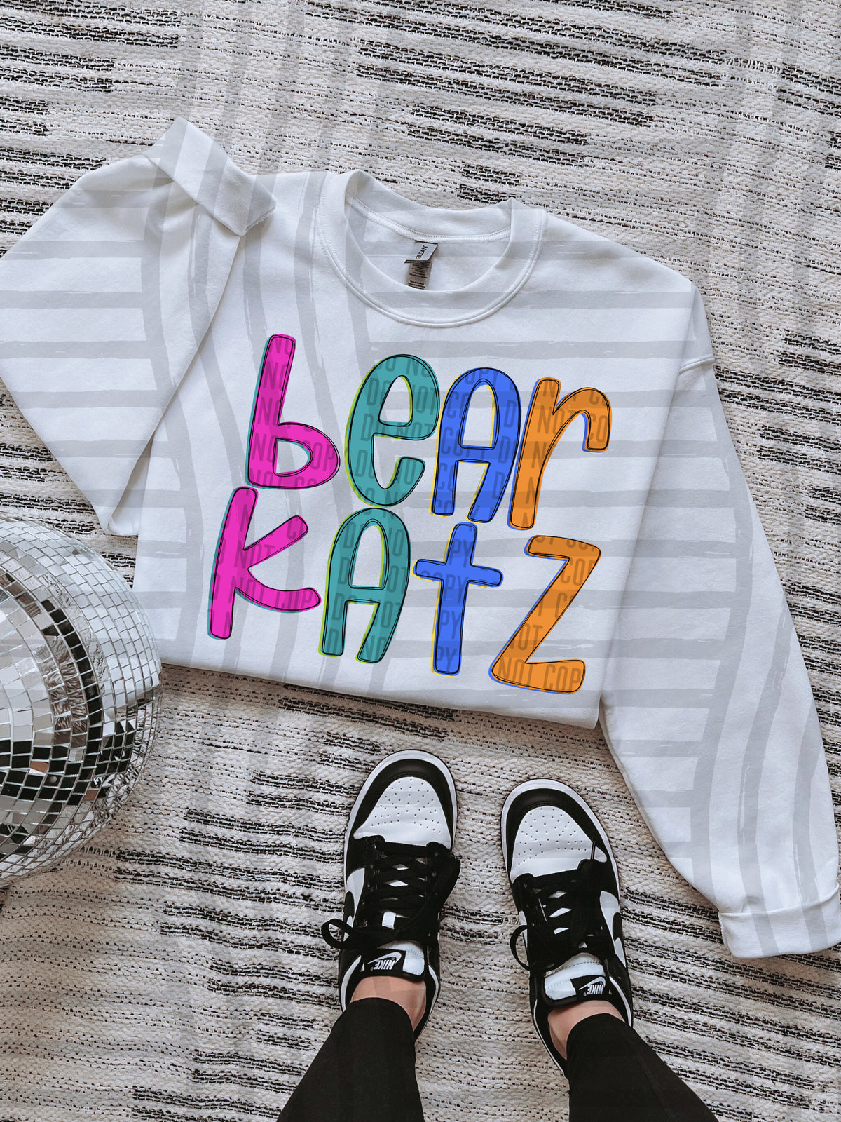 green, blue, pink and orange bear katz stacked (Caplinger) DTF Transfer