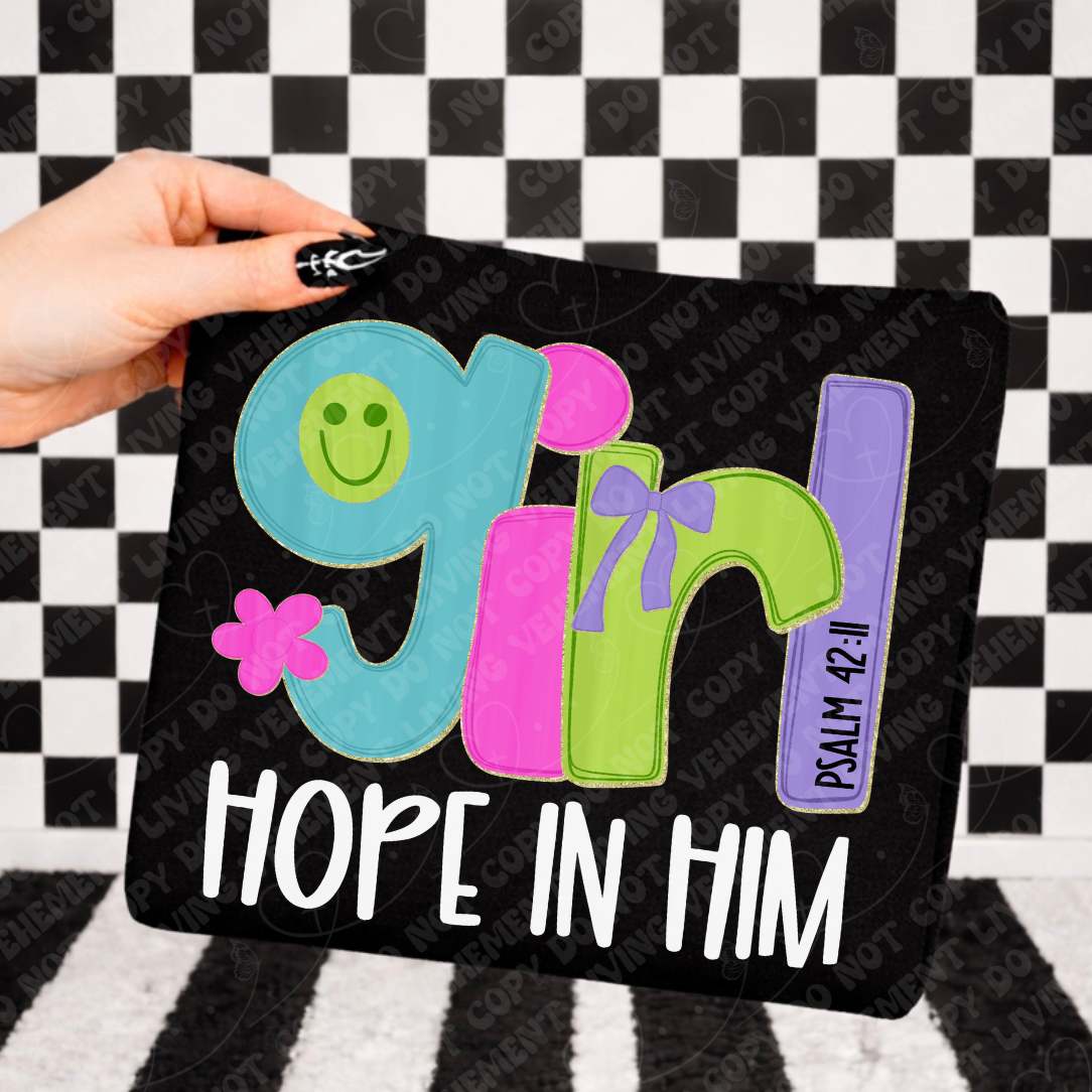 Hope in him girl happy face WHITE (Vehement) DTF Transfer
